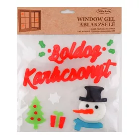 Ablakzselé 20x25 cm Boldog karácsonyt hóemberes