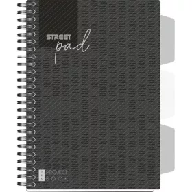   Spirálfüzet Street Pad Black & White Edition A/5 100 lapos kockás, fekete