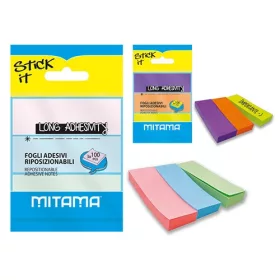   Oldaljelölő műanyag Mitama 75x25 mm 100 lapos vegyes színek 3 db/csomag