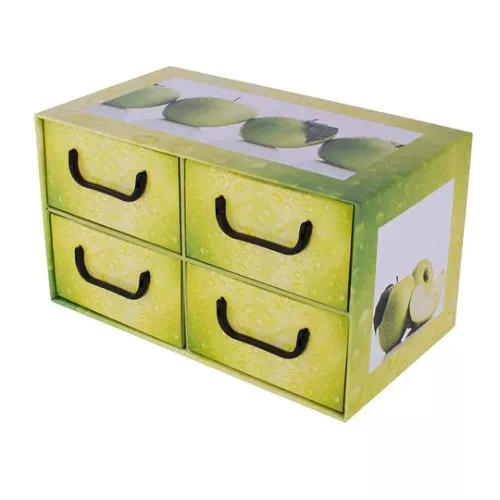 Irattartó box Miss Space karton 4 fiókos horizontális zárt gyümölcsös