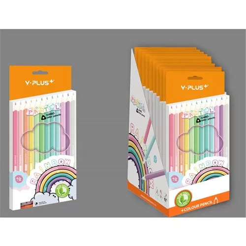 Színes ceruza Y-Plus+ Rainbow Pastel Jumbo 12 db-os hegyezővel