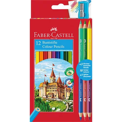 Színes ceruza Faber-Castell 12 db+3 klt. bicolor (120112+3)