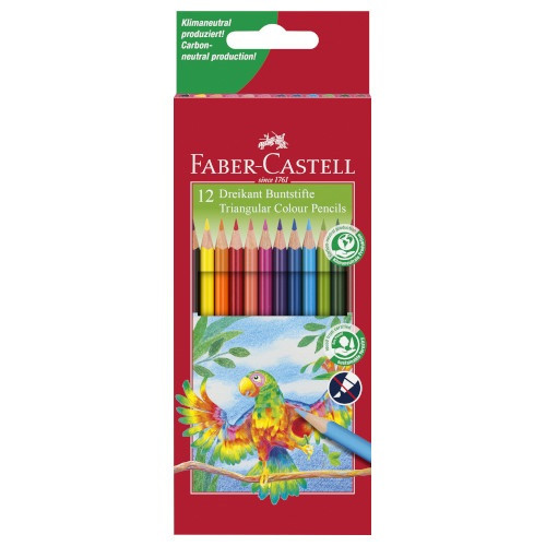 Színes ceruza Faber-Castell 12 db-os kszl papagáj háromszögletű