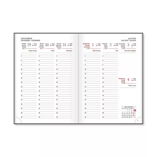 Határidőnapló Period Velour B/6 heti gumis Antracit 2026