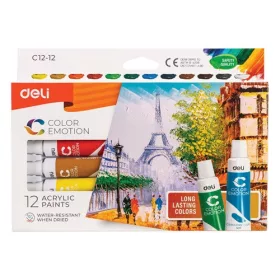 Akrilfesték Deli Color Emotion színes 12x12ml klt.