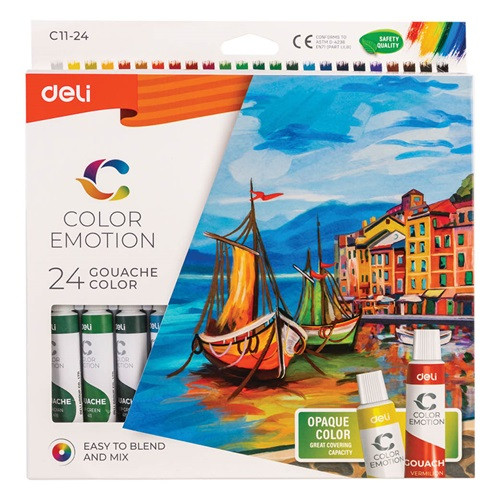 Akrilfesték Deli Color Emotion színes 24x12ml klt.