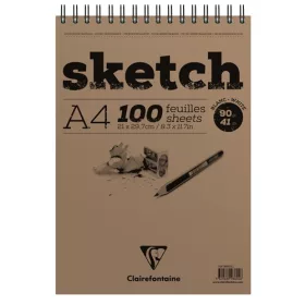   Művészeti rajztömb Clairefontaine Sketch A/4 100 lap 90g spirálozott fehér vázlatokhoz