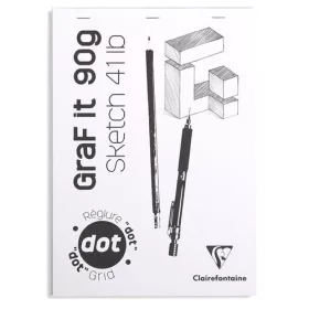   Művészeti rajztömb Clairefontaine GRAFiT A/4 80 lap 90g ragasztott fehér ponthálós