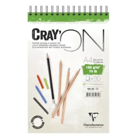   Művészeti rajztömb Clairefontaine CrayON A/4 30 lap 160g spirálos fehér