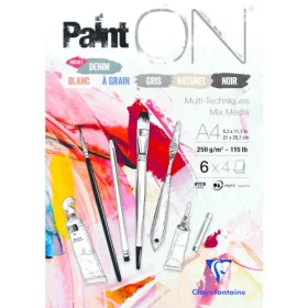   Művészeti rajztömb Clairefontaine PaintON A/4 24 lap 250g ragasztott 6 szín/tömb