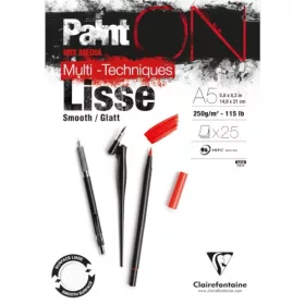   Művészeti rajztömb Clairefontaine PaintON A/5 25 lap 250g ragasztott fehér sima