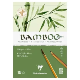   Művészeti rajztömb Clairefontaine Bamboo A/3 15 lap 250g álló akvarell technikához