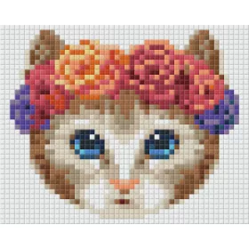   Pixelhobby  801375 Virágos cica kreatív szett 10,x12,7cm 1 alaplapos