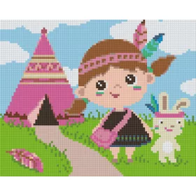   Pixelhobby  804388 Indián lány és nyuszi (20,3x25,4cm) 4 alaplapos szett