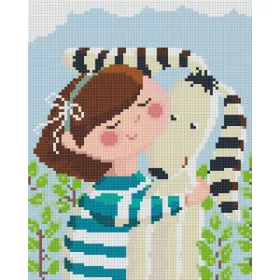   Pixelhobby 804464 Kislány kutyussal (20,3x25,4cm) 4 alaplapos szett