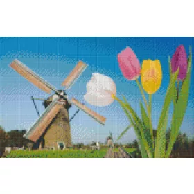   Pixelhobby  808112 Tulipánok malommal (40,6cmx25,4cm) 8 alaplapos szett