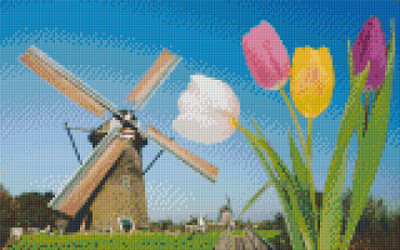 Pixelhobby  808112 Tulipánok malommal (40,6cmx25,4cm) 8 alaplapos szett