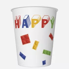 Happy Birthday Building Blocks papír pohár 8 db-os 250 ml