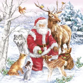 Karácsony Santa & Animals szalvéta 20 db-os 33x33 cm