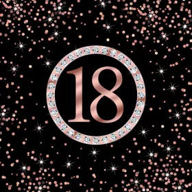 Happy Birthday 18 Rose Gold szalvéta 20 db-os 33x33 cm