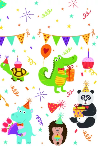 Állatos Cute Party papír asztalterítő 120x180 cm