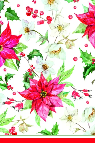 Karácsony Poinsettia papír asztalterítő 120x180 cm