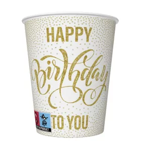 Happy Birthday Dotted Gold papír pohár 8 db-os 250 ml