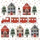 Karácsony Houses & Train szalvéta 20 db-os 33x33 cm