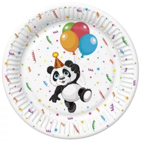 Állatos Funny Panda papírtányér 8 db-os 18 cm