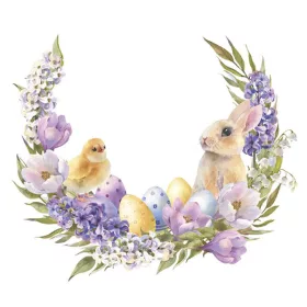 Húsvét Flowers Wreath szalvéta 20 db-os 33x33 cm