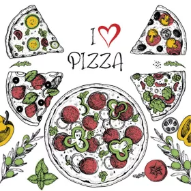Pizza Love szalvéta 20 db-os 33x33 cm