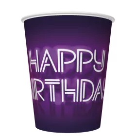 Happy Birthday Neon Cake papír pohár 8 db-os 250 ml