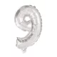 Mini 9-es szám Silver Fólia lufi 35 cm