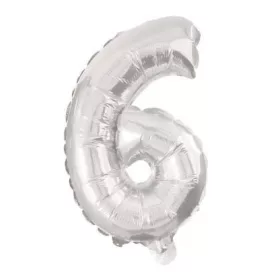 Óriás 6-os Silver szám fólia lufi 85 cm