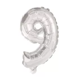 Óriás 9-es Silver szám fólia lufi 85 cm