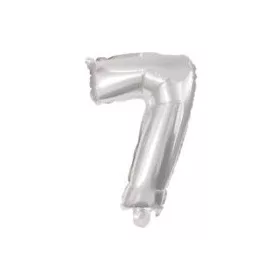 Ezüst Silver 7-es szám fólia lufi 10 cm