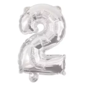 Ezüst Silver 2-es szám fólia lufi 95 cm