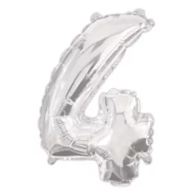 Ezüst Silver 4-es szám fólia lufi 95 cm