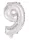 Ezüst Silver 9-es szám fólia lufi 95 cm