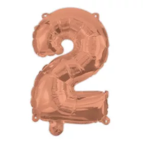 Színes Rose Gold 2-es szám fólia lufi 95 cm