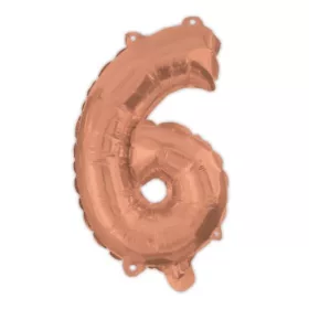 Színes Rose Gold 6-os szám fólia lufi 95 cm