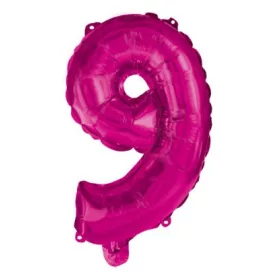 Rózsaszín Hot Pink 9-es szám fólia lufi 95 cm
