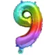 Színes Multicolour Metallic mini 9-es szám fólia lufi 36 cm