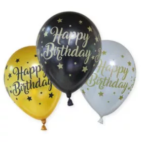 Happy Birthday Stars léggömb, lufi 6 db-os