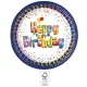 Happy Birthday Multicolor papírtányér 8 db-os 23 cm FSC