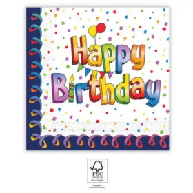Happy Birthday Multicolor szalvéta 20 db-os 33x33 cm FSC