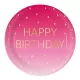 Happy Birthday Golden Pink papírtányér 8 db-os 23 cm FSC
