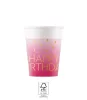 Happy Birthday Golden Pink papír pohár 8 db-os 200 ml FSC