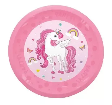Unikornis Rainbow Colors micro prémium műanyag lapostányér 4 db-os szett 21 cm
