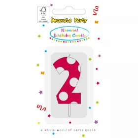 Színes Pink Pattern 2-es tortagyertya, számgyertya